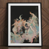 Our Little Secret - Neo-baroque Bacchanal Art Print / Canvas Black Framed Abstract Pastel Colors Brushstrokes, Blackness Holds, Bodies