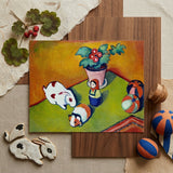 Little Walter’s Toys - August Macke Art Print / Canvas Vibrant Square-framed Painting White Rabbit Red Spots Orange-and-white Walter’s Toys