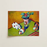 Little Walter’s Toys - August Macke Art Print / Canvas Vibrant Stylized Painting White Rabbit Red Spots Orange-and-white, Modern,