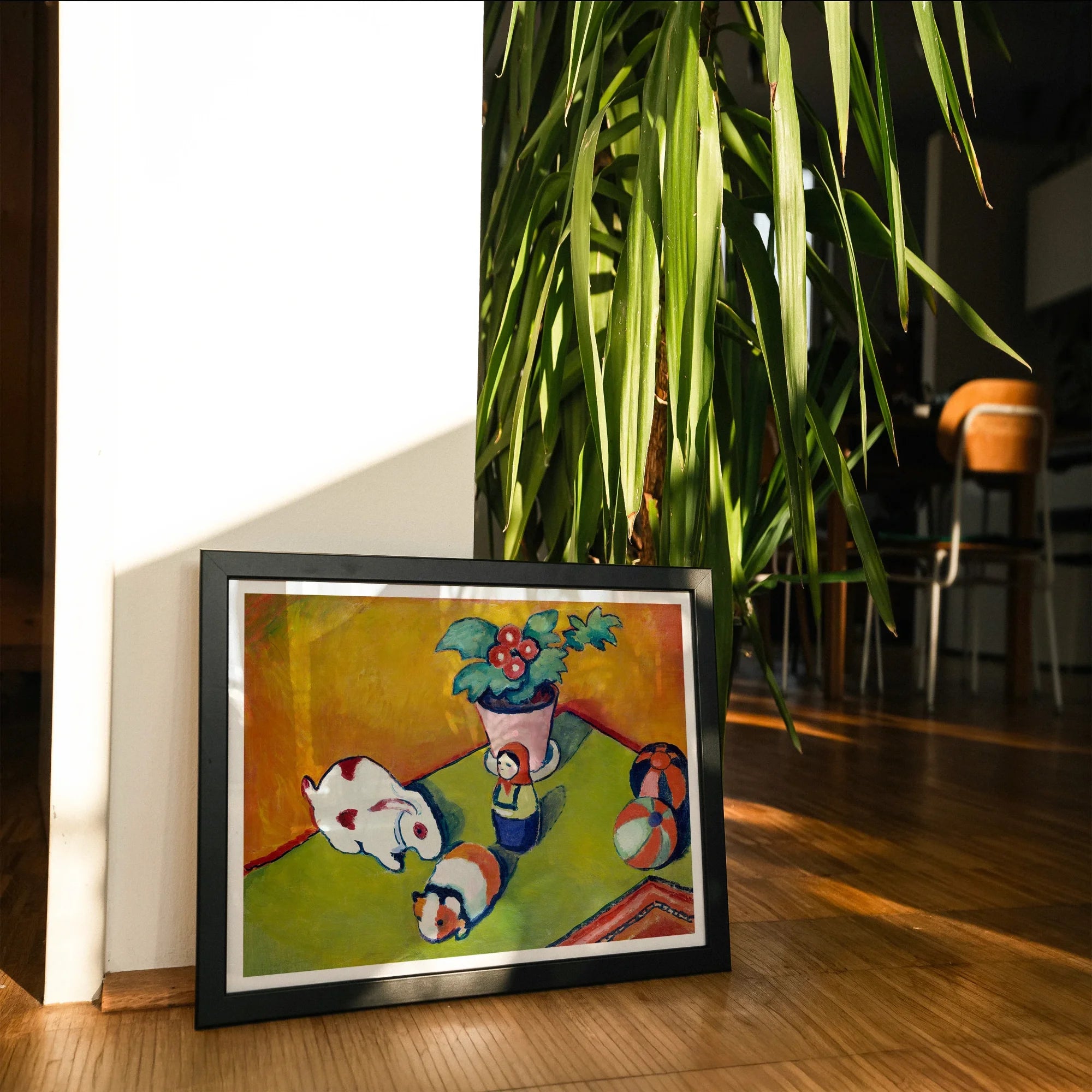 Little Walter’s Toys - August Macke Art Print, Framed Artwork Vase Flowers Decorative Spheres Green Surface