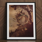 The Little Witch - Ida Rentoul Outhwaite Art Print / Canvas, 24x32’’ / 61x81cm / Black Frame / Matboard, Posters Prints & Visual Artwork,