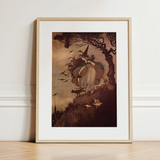 The Little Witch - Ida Rentoul Outhwaite Art Print / Canvas, 12x16’’ / 31x41cm / Natural Frame / Matboard, Posters Prints & Visual Artwork,