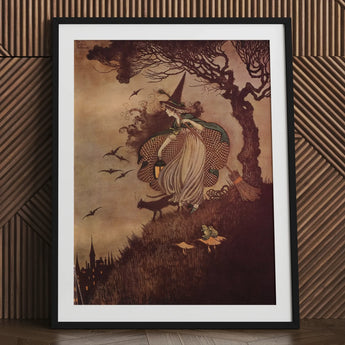 The Little Witch - Ida Rentoul Outhwaite Art Print / Canvas Vintage Broomstick Poster, Prints