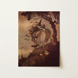 The Little Witch - Ida Rentoul Outhwaite Art Print / Canvas Vintage-style Illustration Dark Moody Scene Sepia-toned, Prints