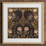 Lizzie & Carlotta - Stampa artistica di gemelle afro-vittoriane / Tela, 12x12’’ / 31x31cm / Cornice naturale / Passe-partout, poster, stampe, opera d’arte visiva,