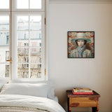 Longwei - Gaysian Femboy Cowboy Art Print / Canvas Framed Portrait Painting Woman Wide-brimmed Hat Patterned Scarf Dandy Gaysian Cowboy,