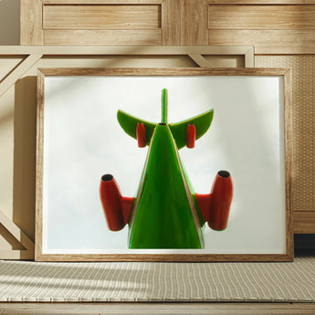 Look Up Giclée Print / Canvas Green Geometric Angel Figure Red Wings Feet Giclée Print, Living Space, Waking Dream