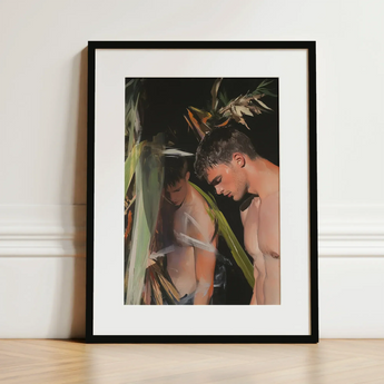 Looking - Gay Surfers Cruising Art Print / Canvas Black-framed Art Print Painted Portrait Two Shirtless Men Gay Surfers Cruising, Cruising