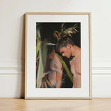Looking - Gay Surfers Cruising Art Print / Canvas Framed Painting Light Wood Frame White Mat Two, Man’s Hunger, Emerging Prints