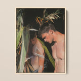 Looking - Gay Surfers Cruising Art Print / Canvas Framed Painting Two Shirtless Men Dimly Lit Tropical Gay Surfers Cruising, Cruising Art