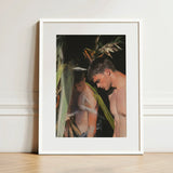 Looking - Gay Surfers Cruising Art Print / Canvas White-framed Painted Portrait Two Shirtless Men, Man’s Hunger, Emerging Prints