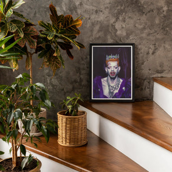Louis - Club Kid Vampire Art Print / Canvas Framed Portrait Person Crown Purple Clothing, Surreal Gothic Glory, Prints
