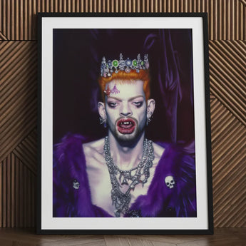 Louis - Club Kid Vampire Art Print / Canvas Framed Portrait Person Orange Hair Ornate Jeweled Crown, Surreal Gothic Glory, Prints