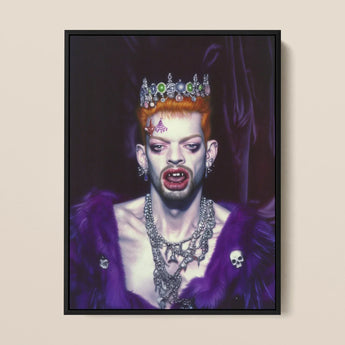Louis - Club Kid Vampire Art Print / Canvas Framed Portrait Person Vibrant Orange Hair Adorned Ornate Club Kid Vampire, Surreal Gothic