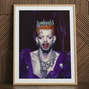 Louis - Club Kid Vampire Art Print / Canvas Framed Portrait Person Vibrant Orange Hair Adorned Ornate Club Kid Vampire, Surreal Gothic