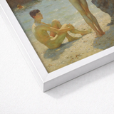 Lovers of the Sun - Henry Scott Tuke Fine Art Print / Canvas White Framed Classical Painting Nude Figures, Cornish Coast Prints