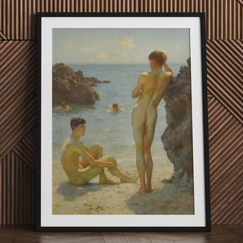 Lovers of the Sun - Henry Scott Tuke Fine Art Print / Canvas, 24x32’’ / 61x81cm / Black Frame / Matboard, Posters Prints & Visual Artwork,