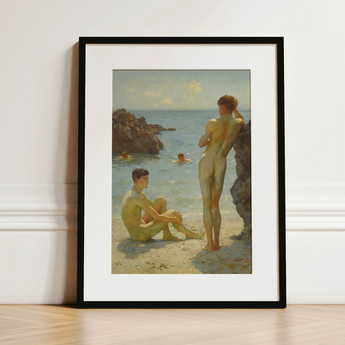 Lovers of the Sun - Henry Scott Tuke Fine Art Print / Canvas, 12x16’’ / 31x41cm / Black Frame / Matboard, Posters Prints & Visual Artwork,