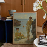 Lovers of the Sun - Henry Scott Tuke Fine Art Print / Canvas Framed Two Nude Figures Seaside Enclosed, Cornish Coast Prints