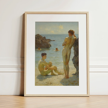 Lovers of the Sun - Henry Scott Tuke Fine Art Print / Canvas, Henry Scott Tuke, Tuke Fine Art, Cornish Coast