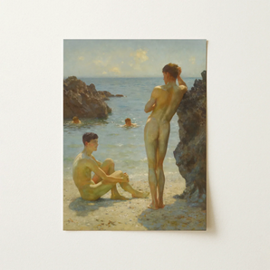 Lovers of the Sun - Henry Scott Tuke Fine Art Print / Canvas, Henry Scott Tuke, Tuke Fine Art, Cornish Coast