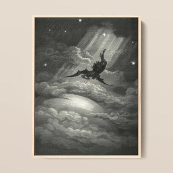 Lucifer Descends Upon Earth - Gustave Dore Art Print / Canvas, 12x16’’ / 31x41cm / Natural Frame, Posters Prints & Visual Artwork, Toby Leon