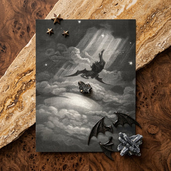 Lucifer Descends Upon Earth - Gustave Dore Art Print / Canvas Black Silver Celestial-themed Canvas Print Winged Figure Clouds Gustave Dore