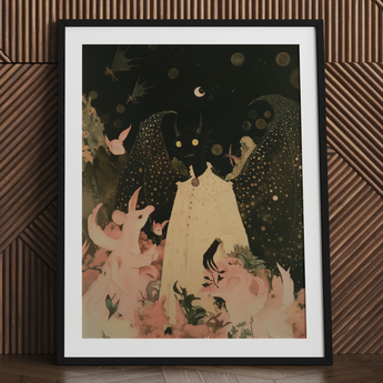 Lucius – Kunstdruck eines niedlichen Teufelskindes / Leinwand, 24x32’’ / 61x81cm / Schwarzer Rahmen / Passepartout, Poster, Drucke & visuelle Kunstwerke, Toby Leon