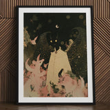 Lucius - Cute Devil Child Art Print / Canvas Black-framed Whimsical Illustration Cat White Dress, Returns, Prints