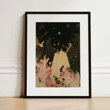Lucius - Cute Devil Child Art Print / Canvas Black-framed Art Print Whimsical Illustration Figure Off-white Dress Cute Devil Child, Lucius