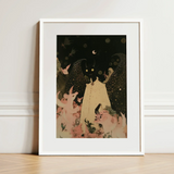Lucius - Cute Devil Child Art Print / Canvas Framed Art Print Whimsical Illustration Figure Off-white Dress Cute Devil Child, Lucius