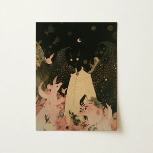 Lucius - Cute Devil Child Art Print / Canvas Whimsical Fantasy Illustration Central Figure Off-white Buttoned, Returns, Prints