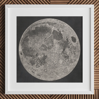 Lunar Planisphere - Tirage d'art John Russell / Toile, 12x12’’ / 31x31cm / Cadre blanc / Passe-partout, Posters Prints & Visual Artwork, Toby