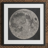 Lunar Planisphere - John Russell Fine Art Print / Canvas Framed Black White Map Moon Impact Basins Mapped, Russell’s Selenographic Chart,