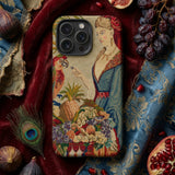 Lunch Break - Berlin Wool Work Iphone Case Vintage Tapestry-style Phone Case Detailed Illustration Woman Blue Berlin Wool Work, Half