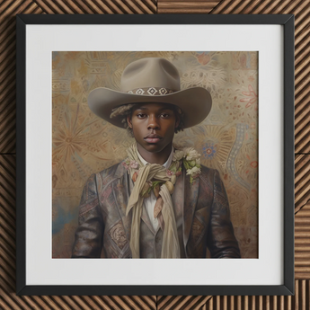 Lysander - Stampa d'arte cowboy dandy nero gay / Canvas, 12x12’’ / 31x31cm / Cornice / Passe-partout, Poster, stampe e opere d'arte visiva, Toby Leon
