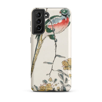 Macaw - Numata Kashu Meiji Bird Art Phone Case Samsung Galaxy S21 Plus / Matte Phone Case Vibrant Traditional-style Illustration Green Red