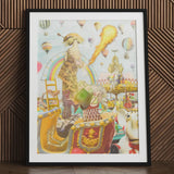 Madame Firefly - Surreal Pop Art Geisha Print Framed Whimsical Colorful Illustration Woman Ornate, Behold, Operatic Grandeur Ignites Prints