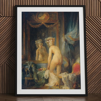Madame’s Morning Toilette - Jean Frederic Schall Art Print / Canvas Black-framed Classical Painting Nude Woman Ornate, Paints, Prints