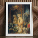 Madame’s Morning Toilette - Jean Frederic Schall Art Print / Canvas Framed Reproduction Classical Painting Nude Woman Ornate Gilded,