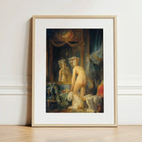 Madame’s Morning Toilette - Jean Frederic Schall Art Print / Canvas Framed Reproduction Classical Painting Nude Woman Ornate Interior,