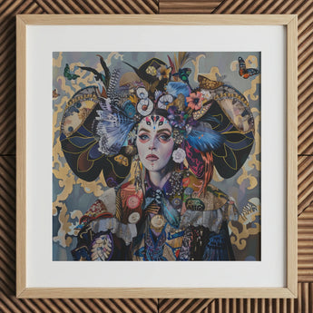 The Magician - Stampa artistica surrealista di carta dei Tarocchi / Tela, 12x12’’ / 31x31cm / Cornice naturale / Passepartout, Poster, stampe e opere d’arte visiva, Toby