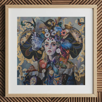 The Magician - Surreal Tarot Card Art Print / Canvas Vibrant Intricately Detailed Portrait Painting Woman Adorned Elaborate, Dream Spun,
