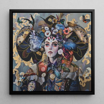 The Magician - Surreal Tarot Card Art Print / Canvas Vibrant Mixed-media Artwork Woman Adorned Elaborate Headdress Butterflies, Dream Spun,