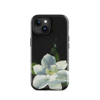 Magnolia - Charles Walter Stetson Phone Case Iphone 15 / Gloss Black Phone Case Delicate White Flower Soft Blue Stetson’s Magnolia,