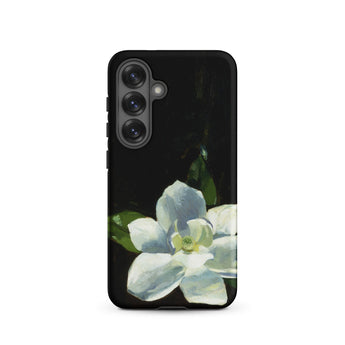 Magnolia - Charles Walter Stetson Phone Case Samsung Galaxy S25 / Matte Black Phone Case Painted White Magnolia Flower Green Stetson’s