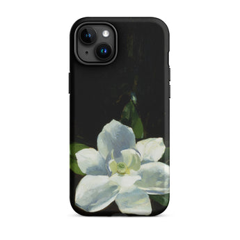 Magnolia - Charles Walter Stetson Phone Case Iphone 15 Plus / Matte Black Phone Case Painted White Magnolia Flower Green Stetson’s