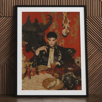 Magnus - Gay Vampire Prince Art Print / Canvas Black-framed Art Print Portrait Man Ornate Darkly Styled Gay Vampire Prince, Vampiric