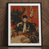 Magnus - Gay Vampire Prince Art Print / Canvas Black-framed Portrait Man Ornate Darkly Styled, Vampiric Embodiment, Queer Aristocracy Prints