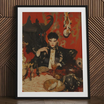 Magnus - Gay Vampire Prince Art Print / Canvas Black-framed Portrait Man Ornate Darkly Styled, Vampiric Embodiment, Queer Aristocracy Prints